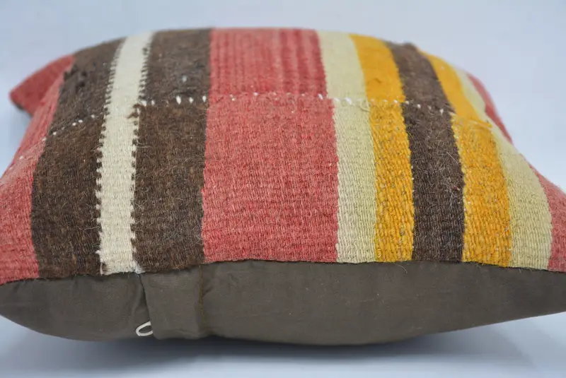 Red & Brown Embroidered Throw Pillow, 12x12 Inches Size Pillow - 5