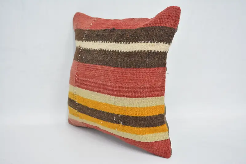 Red & Brown Embroidered Throw Pillow, 12x12 Inches Size Pillow - 4