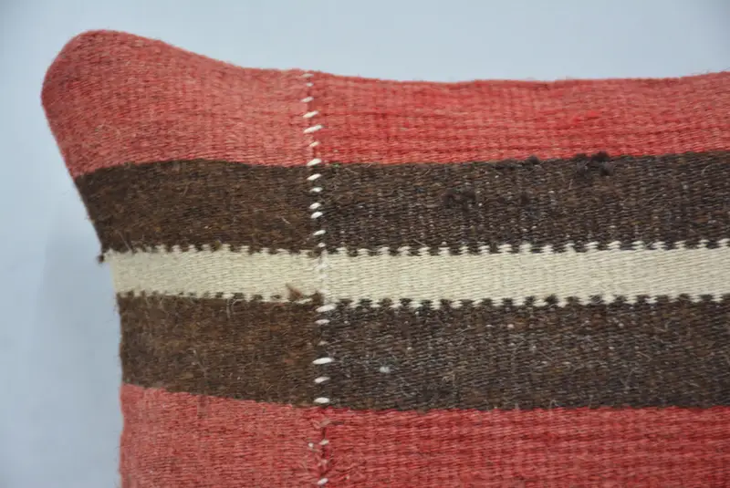 Red & Brown Embroidered Throw Pillow, 12x12 Inches Size Pillow - 2