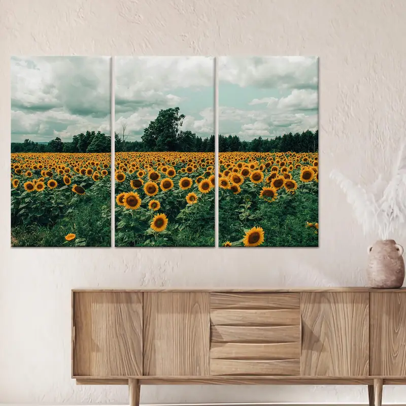 Modern Ayçiçeği Tarlası Manzara Baskılı Kanvas Trendy Mutfak Dekoru için