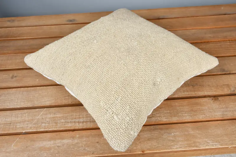 Vintage Kilim Pillow, 12x12 Beige Cushion Case, Boho Pillow, Pillow Sham, Boho Pillow Sham Cover, Bolster Throw Cushion Cover - 2