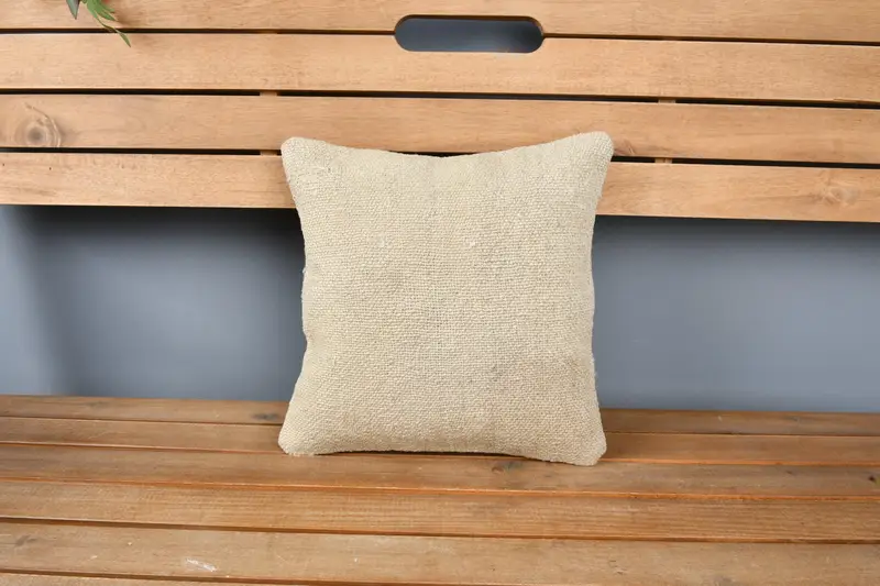 Vintage Kilim Pillow, 12x12 Beige Cushion Case, Boho Pillow, Pillow Sham, Boho Pillow Sham Cover, Bolster Throw Cushion Cover - 6