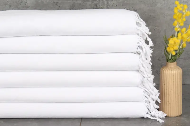 Wedding Gift Towel Organic Cotton White Solid, 18x40 Inches