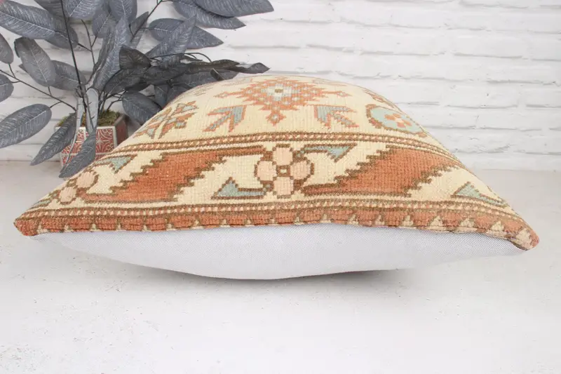 Tapestry Pillow Cover, Ethnical Kilim Rug Pillow, Turkish Kilim Pillow, Pillow for Couch, Garden Pillow, 20x20 Beige Pillow, Cushion Case - 5
