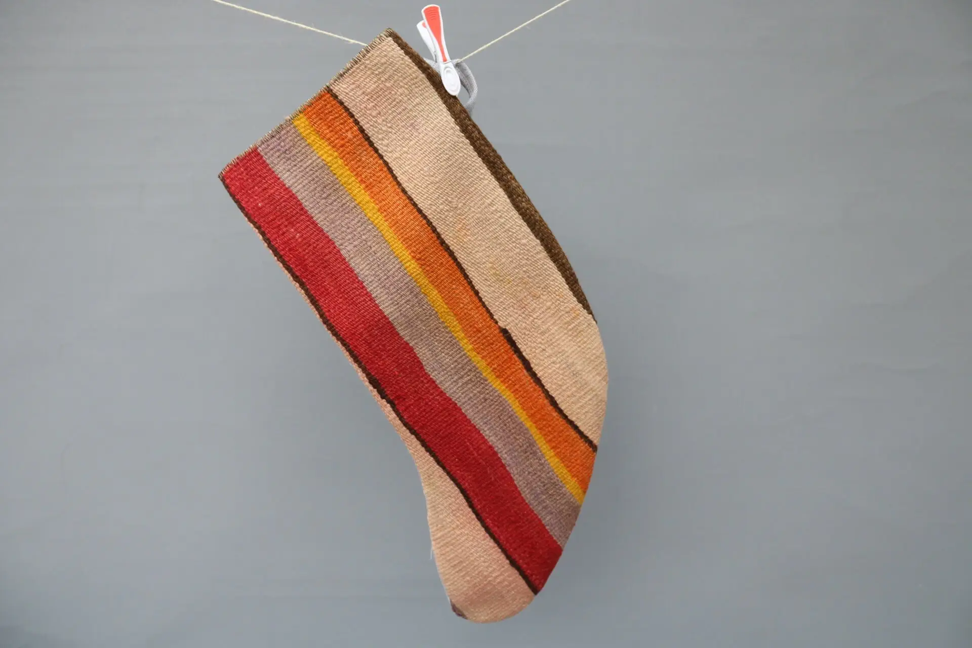 Brown and Green Christmas Ornaments Stocking, Festive Holiday Decor - 1