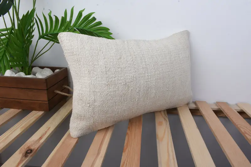 Ethnical Kilim Rug Pillow, 12x20 White Cushion, Natural Cushion Cover, Home Decor Pillow, Vintage Pillow, Outdoor Patio Pillow Case, Pillow Case - 4