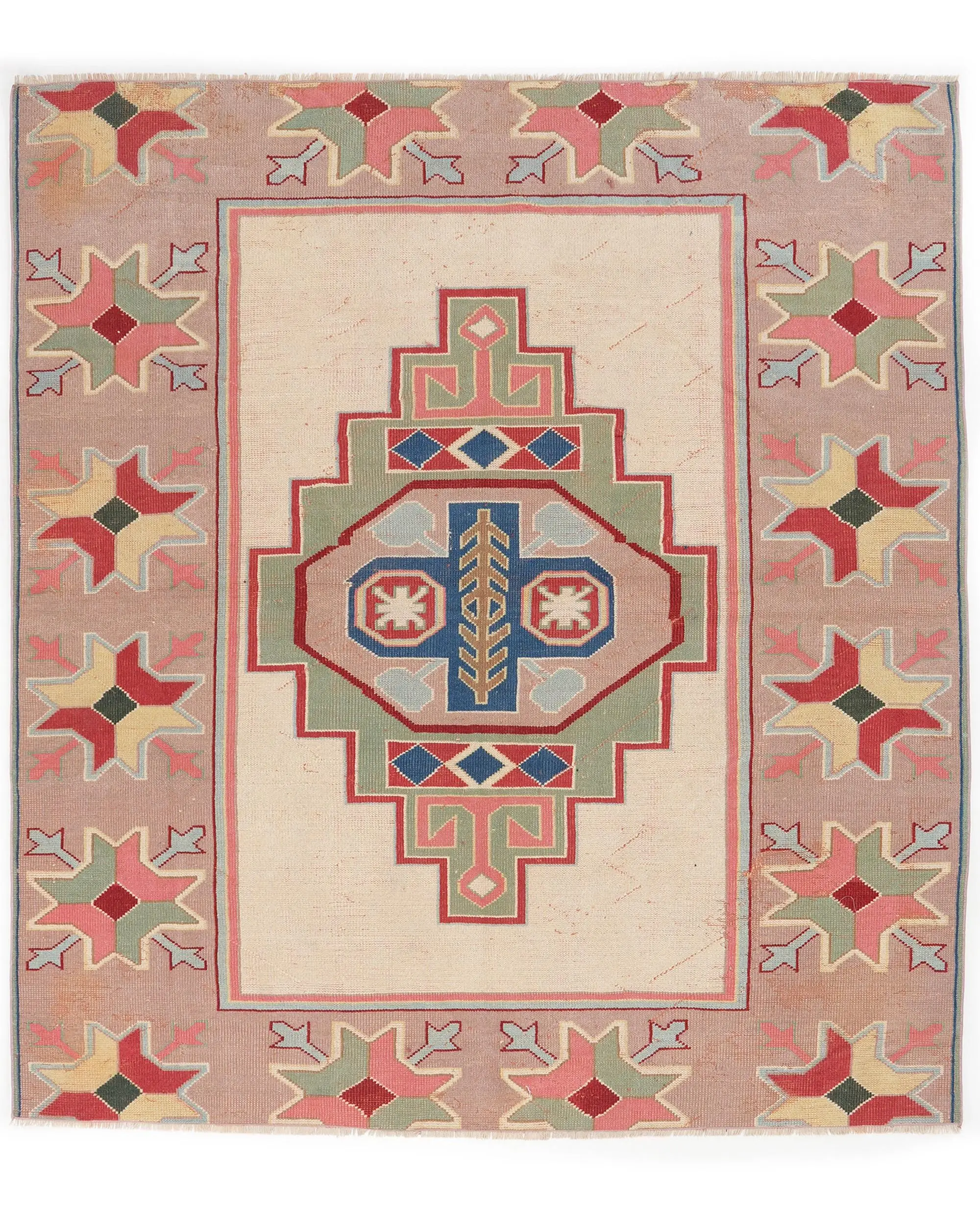 Vintage Rug, 5.8x6.3 ft Turkish Rug, Red Wool Rug - 1