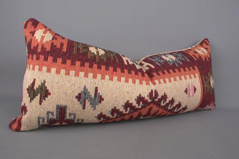 Kilim Cushion Sham, Comfy Throw Cushion, Designer Throw Pillow Case, 16x36 Red Pillow Case, Vintage Pillow, Interior Designer Pillow, Cushion Cover - 2