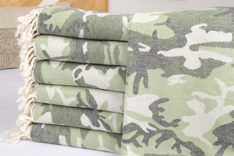 Boho Throw Blankets, 88x64 Cotton Camouflage Towel, Woven Throw Blanket, Bachelorette Party Favors, Gift For The Home, Christmas Tablecloth - 2