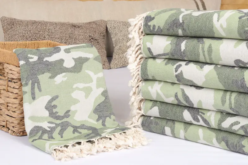 Boho Throw Blankets, 88x64 Cotton Camouflage Towel, Woven Throw Blanket, Bachelorette Party Favors, Gift For The Home, Christmas Tablecloth - 4