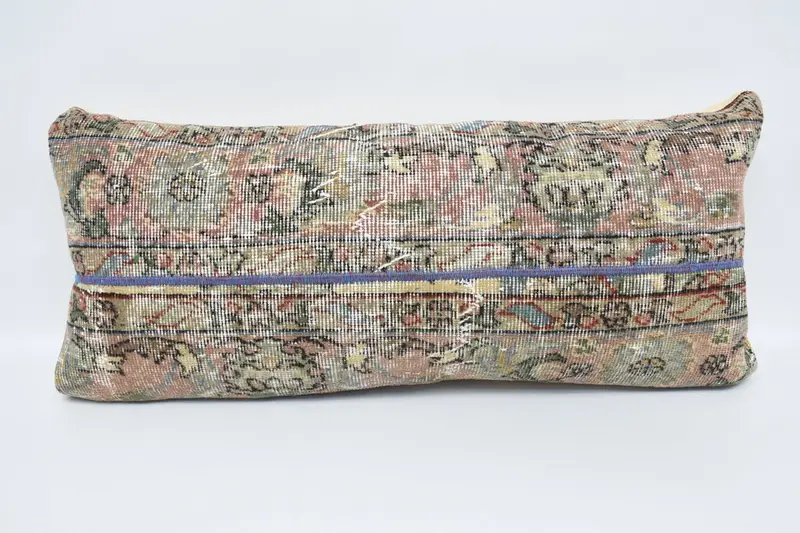 Antique Pillows, Turkish Bench Pillow Cover, Boho Throw Cushion Cover, Turkish Kilim Pillow, Home Decor Pillow, 16x36 Red Cushion Case, Cushion - 1