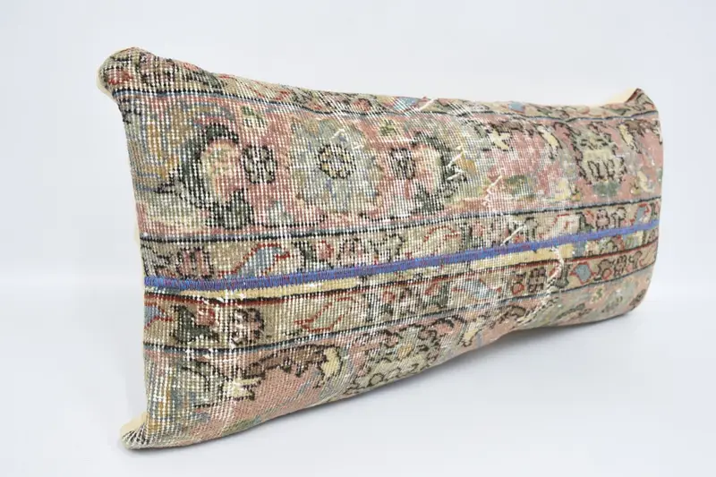 Antique Pillows, Turkish Bench Pillow Cover, Boho Throw Cushion Cover, Turkish Kilim Pillow, Home Decor Pillow, 16x36 Red Cushion Case, Cushion - 3