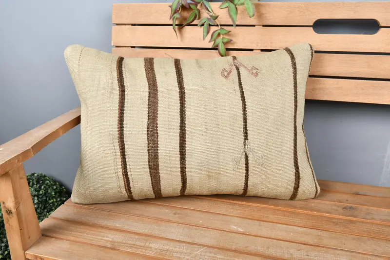 Patio Pillow Sham, Home Decor Pillow, Boho Pillow, Tapestry Pillow, Ikat Pillow Case, Vintage Pillow, 16x24 Beige Pillow Cover, Cushion Case - 1