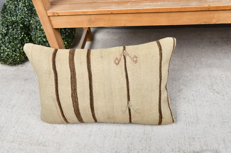 Patio Pillow Sham, Home Decor Pillow, Boho Pillow, Tapestry Pillow, Ikat Pillow Case, Vintage Pillow, 16x24 Beige Pillow Cover, Cushion Case - 5