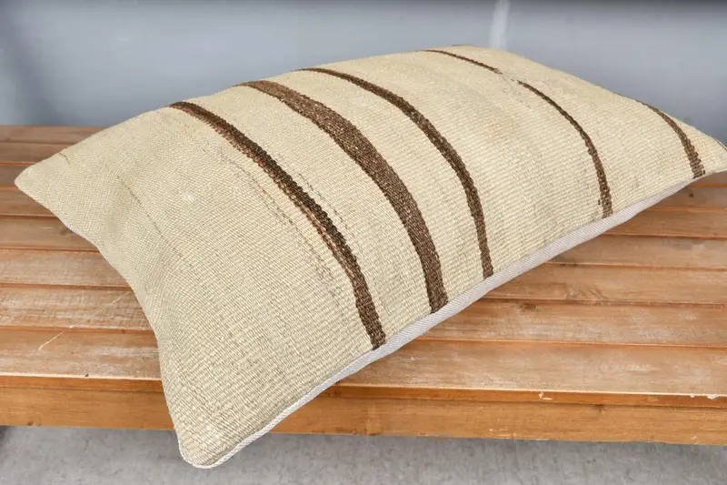 Patio Pillow Sham, Home Decor Pillow, Boho Pillow, Tapestry Pillow, Ikat Pillow Case, Vintage Pillow, 16x24 Beige Pillow Cover, Cushion Case - 2