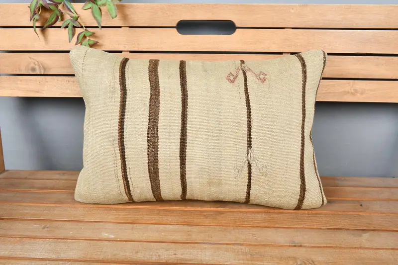 Patio Pillow Sham, Home Decor Pillow, Boho Pillow, Tapestry Pillow, Ikat Pillow Case, Vintage Pillow, 16x24 Beige Pillow Cover, Cushion Case - 7