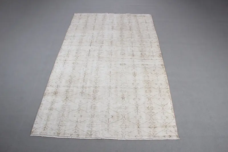Vintage Türk Halısı 5x8,2 ft (151x249 cm), Oushak Beyaz Yün Halı - 1