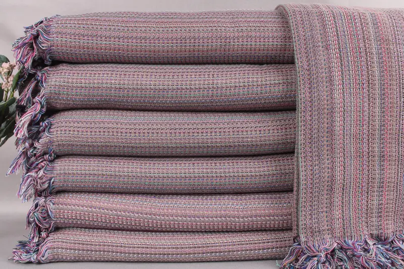 Turkish Cotton Beach Blanket Brown Throw, Beige, 87x89 Inches