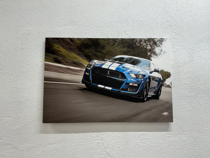 エレガントなフォード マスタング キャンバス プリント - ブルー カー アート