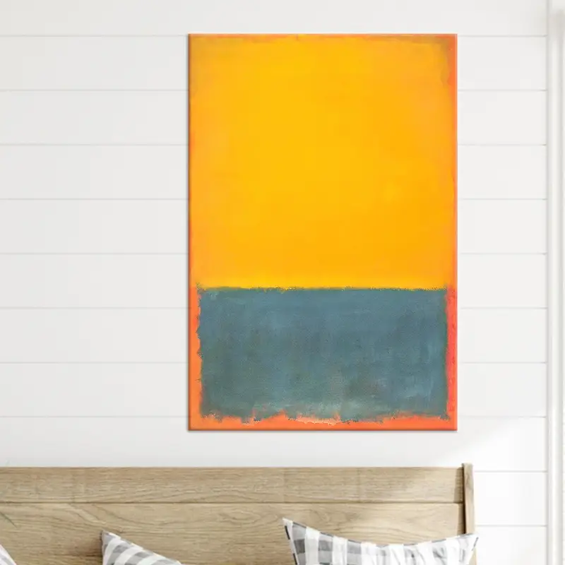 マーク・ロスコにインスピレーションを得たイエロー＆グレーのミニマル キャンバス プリント