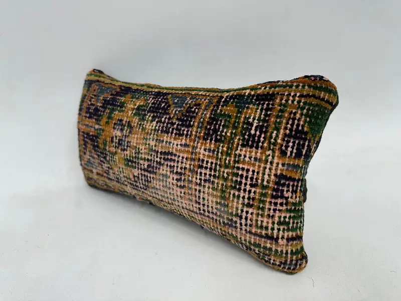 Handmade Kilim Cushion, Vintage Kilim Throw Pillow, Cushion, Ethnic Throw Pillow Cover, 8x16 Blue Cushion Case, Kilim Pillow Cover - 4
