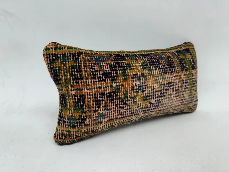 Handmade Kilim Cushion, Vintage Kilim Throw Pillow, Cushion, Ethnic Throw Pillow Cover, 8x16 Blue Cushion Case, Kilim Pillow Cover - 3