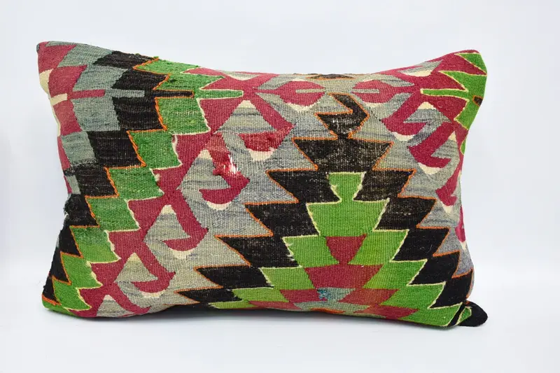 16x24 Red Pillow, Sofa Pillow, Turkish Pillow, Ethnical Kilim Rug Pillow, Kilim Cushion Sham, Bolster Throw Pillow Sham, Pillow - 1