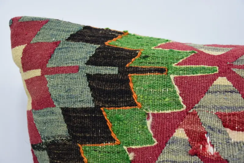16x24 Red Pillow, Sofa Pillow, Turkish Pillow, Ethnical Kilim Rug Pillow, Kilim Cushion Sham, Bolster Throw Pillow Sham, Pillow - 2