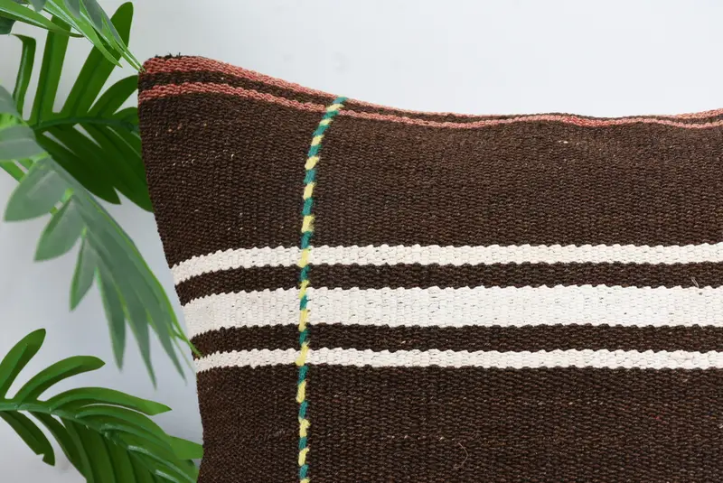 Car Cushion Cover, Boho Pillow Sham Cover, Turkish Pillow, Kilim Pillow, Cushion, 20x20 Brown Pillow, Handmade Throw Cushion Cover - 2
