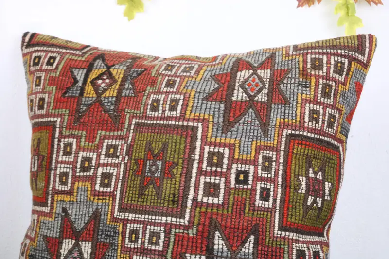 Ethnical Kilim Rug Pillow, Vintage Kilim Pillow, Handmade Rug Seat Pillow, Vintage Kilim Throw Pillow, Cushion, 28x28 Blue Cushion Cover - 5