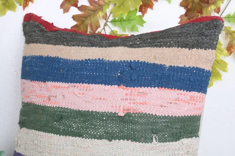 Turkish Kilim Pillow, Cushion Cover, Muted Cushion, 20x20 Blue Cushion Case, Handwoven Pillow Case, Vintage Kilim Throw Pillow, Throw Kilim Pillow - 5
