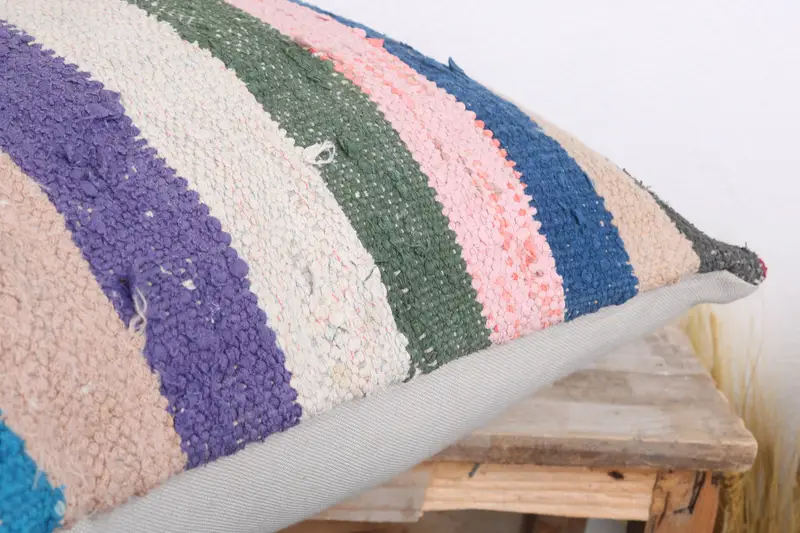 Turkish Kilim Pillow, Cushion Cover, Muted Cushion, 20x20 Blue Cushion Case, Handwoven Pillow Case, Vintage Kilim Throw Pillow, Throw Kilim Pillow - 6