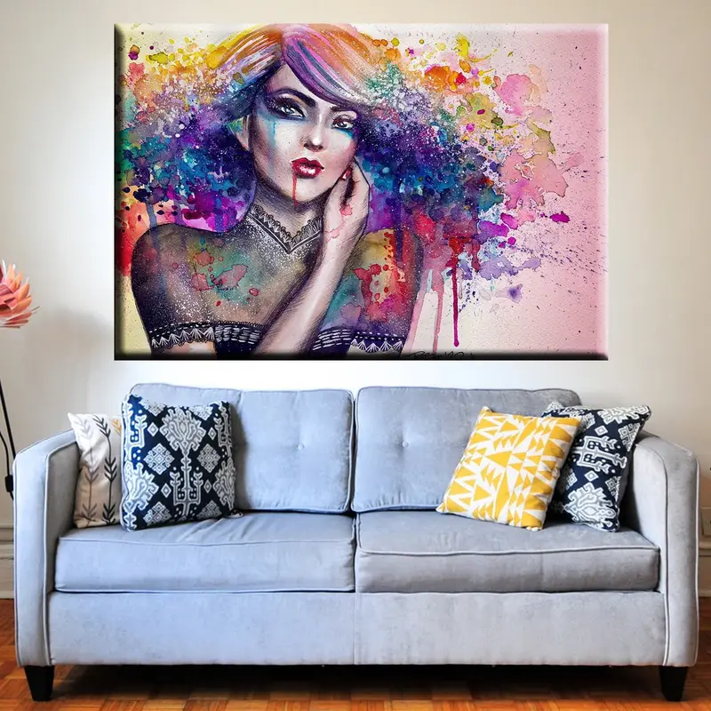Colorful Graffiti Girl Canvas, Street Art Canvas, Wall Art Canvas, Canvas Painting, Graffiti Poster, Retro Canvas Print, Graffiti Wall Art, - 1
