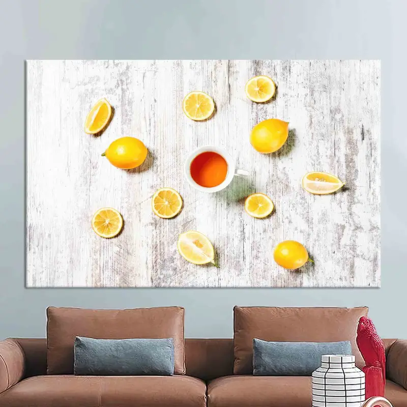 Lona estampada con patrón de limón amarillo de moda para una decoración elegante de cocina