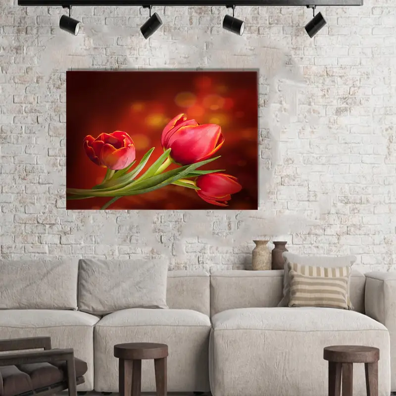 Elegant Modern Red Tulip Printed Glass for Tulip Lovers