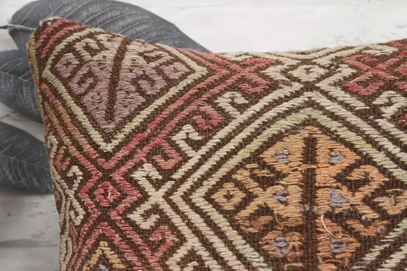 Home Decor Pillow, Vintage Kilim Pillow, Gift Pillow, 16x16 Red Pillow Sham, Cushion, Christmas Pillow Cover, One Of A Kind Pillow Sham - 2