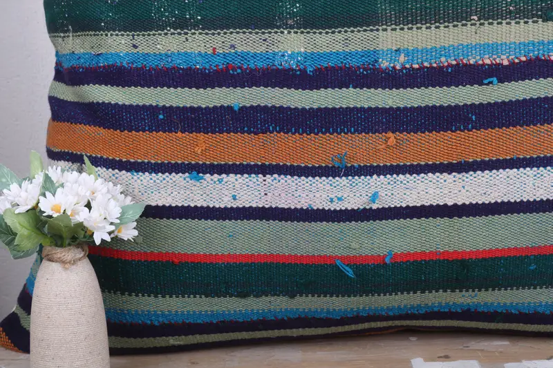 Vintage Kilim Throw Pillow, Handmade Rug Seat Cushion Case, Square Throw Pillow, Boho Pillow, 32x32 Blue Cushion Cover, Cushion, Antique Pillows - 3