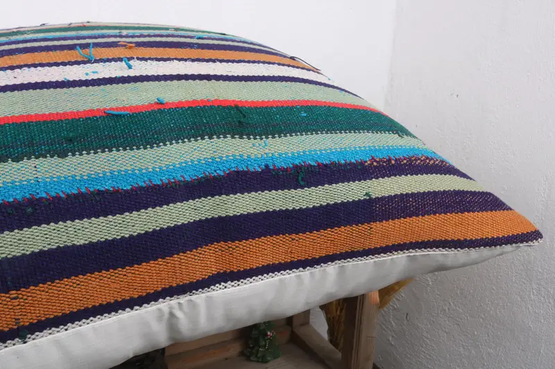 Vintage Kilim Throw Pillow, Handmade Rug Seat Cushion Case, Square Throw Pillow, Boho Pillow, 32x32 Blue Cushion Cover, Cushion, Antique Pillows - 6