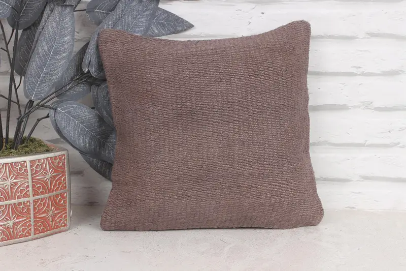 Sofa Bolster Pillow Case, Pillow for Sofa, Ethnical Kilim Rug Pillow, Cushion, Kilim Cushion Sham, 12x12 Brown Cushion Cover - 1