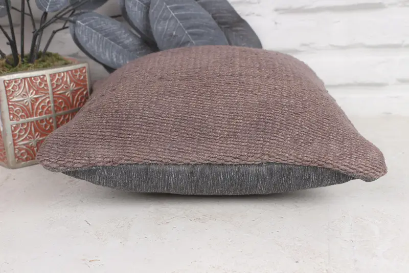 Sofa Bolster Pillow Case, Pillow for Sofa, Ethnical Kilim Rug Pillow, Cushion, Kilim Cushion Sham, 12x12 Brown Cushion Cover - 5