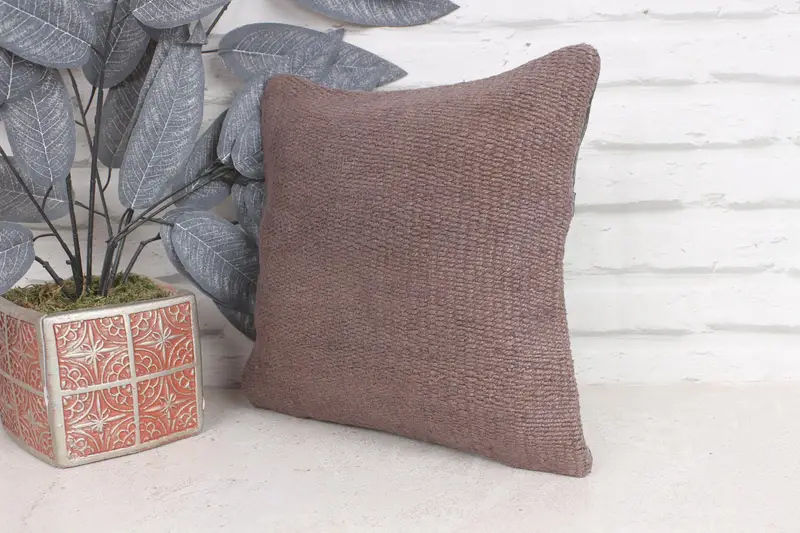 Sofa Bolster Pillow Case, Pillow for Sofa, Ethnical Kilim Rug Pillow, Cushion, Kilim Cushion Sham, 12x12 Brown Cushion Cover - 3