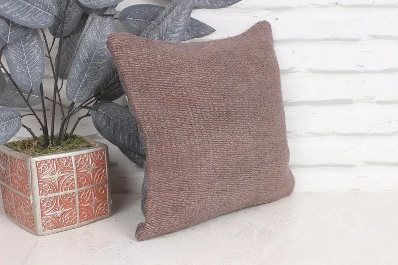 Sofa Bolster Pillow Case, Pillow for Sofa, Ethnical Kilim Rug Pillow, Cushion, Kilim Cushion Sham, 12x12 Brown Cushion Cover - 4