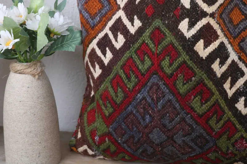 Bright Cushion Case, Toss Pillow Sham, Kilim Cushion Sham, 12x24 Red Cushion, Pillow for Sofa, Pillow, Interior Designer Pillow, Couch Pillow Sham - 3