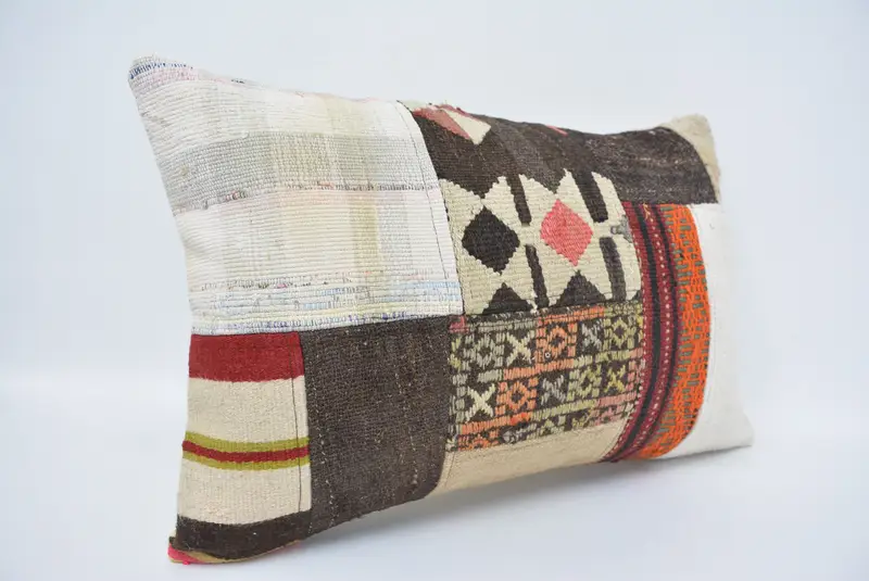 Throw Kilim Pillow, Toss Pillow Case, Vintage Pillow, 16x24 White Cushion Case, Pillow Cover, Square Throw Cushion, Pillow for Sofa - 3