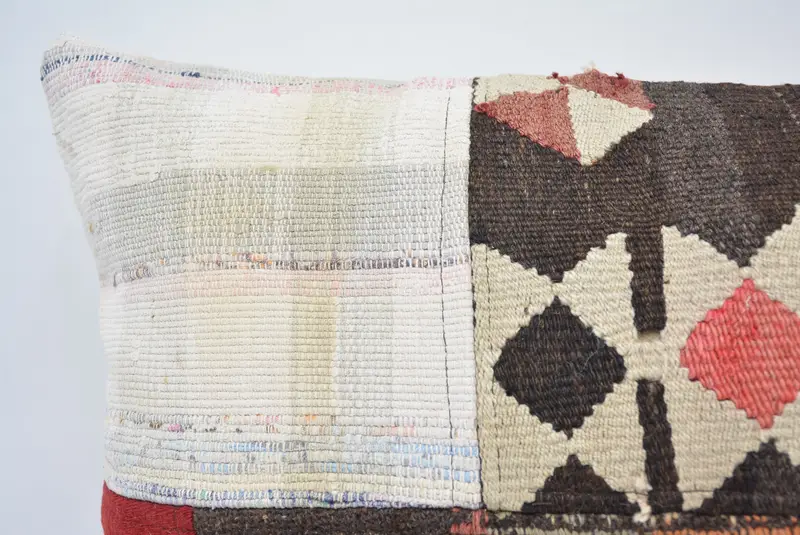 Throw Kilim Pillow, Toss Pillow Case, Vintage Pillow, 16x24 White Cushion Case, Pillow Cover, Square Throw Cushion, Pillow for Sofa - 2