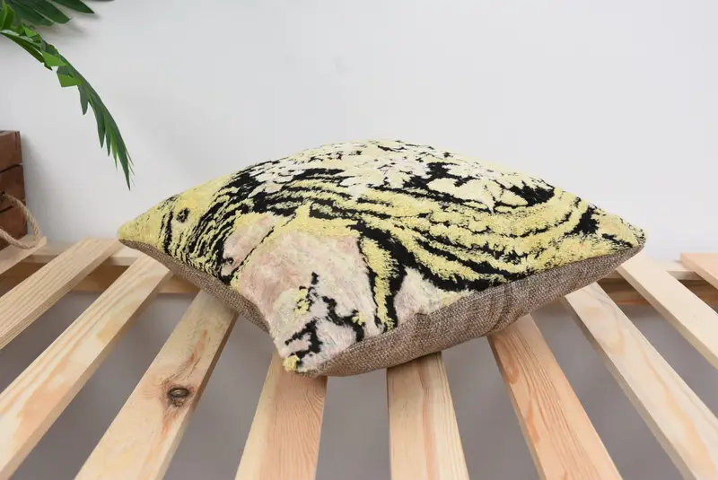 Cushion Cover, Antique Pillows, 14x14 Yellow Pillow, Hippie Throw Cushion, Neutral Throw Pillow Cover, Pillow for Couch, Pillow for Sofa - 6