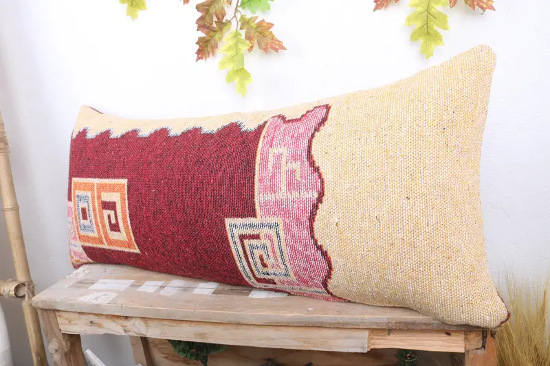 Cushion Cover, Home Decor Pillow, 16x36 Beige Pillow, Interior Designer Pillow, Ethnical Kilim Rug Pillow, Handmade Pillow Case - 4