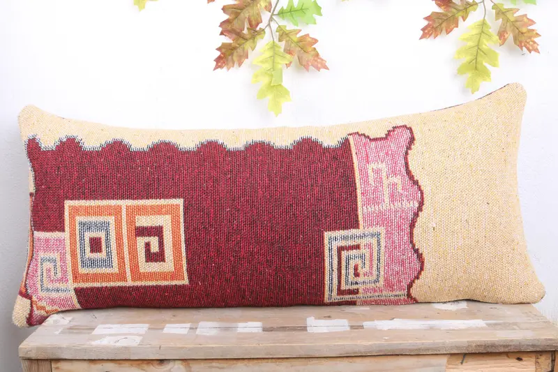 Cushion Cover, Home Decor Pillow, 16x36 Beige Pillow, Interior Designer Pillow, Ethnical Kilim Rug Pillow, Handmade Pillow Case - 2
