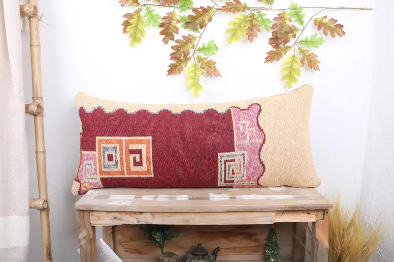 Cushion Cover, Home Decor Pillow, 16x36 Beige Pillow, Interior Designer Pillow, Ethnical Kilim Rug Pillow, Handmade Pillow Case - 1