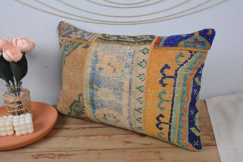 16x24 Yellow Cushion Cover, Authentic Pillow Sham, Pillow Case, Pillow for Sofa, Boho Pillow Sham Cover, Pattern Throw Pillow Cover, Antique Pillows - 4
